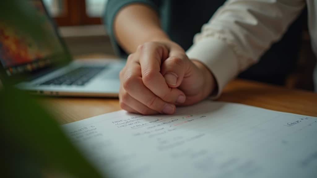 A parent's and child's hands together at a desk while preparing to register for the right DELF Junior or DELF A1 exam