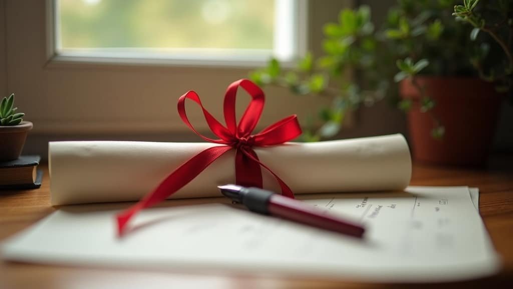 Does Your State Require Foreign Language for a Homeschool Diploma? 2 A rolled diploma scroll with a red ribbon on a homeschool desk