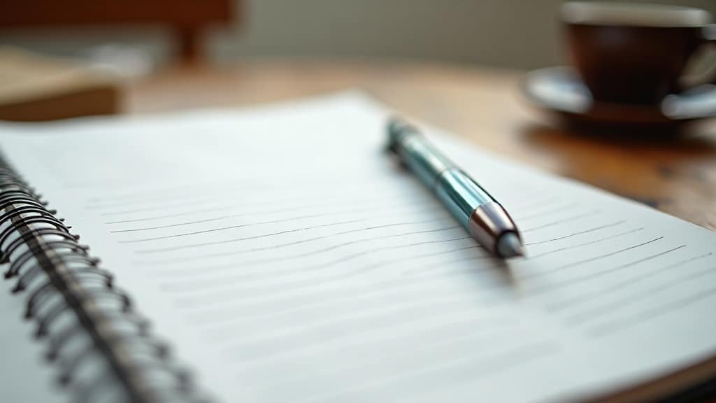 How to Document Online Tutoring as a Homeschool Language Credit 3 A blank spiral-bound course log with a pen resting across it, ready to document online tutoring as a homeschool credit.
