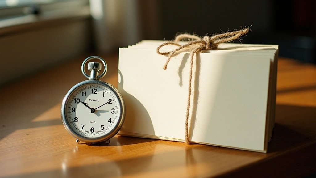 How to Document Language Credit on an Arizona ESA Transcript 2 A stopwatch beside a stack of blank cards tied with string, representing logging hours for a homeschool transcript