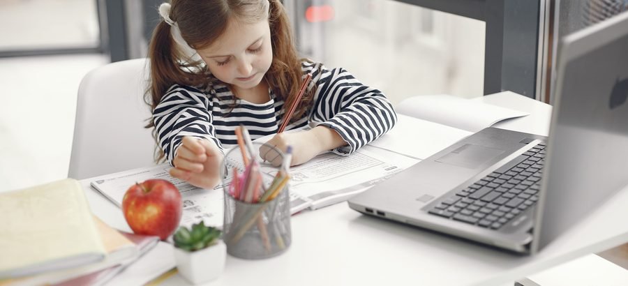 Student learning French as a second language